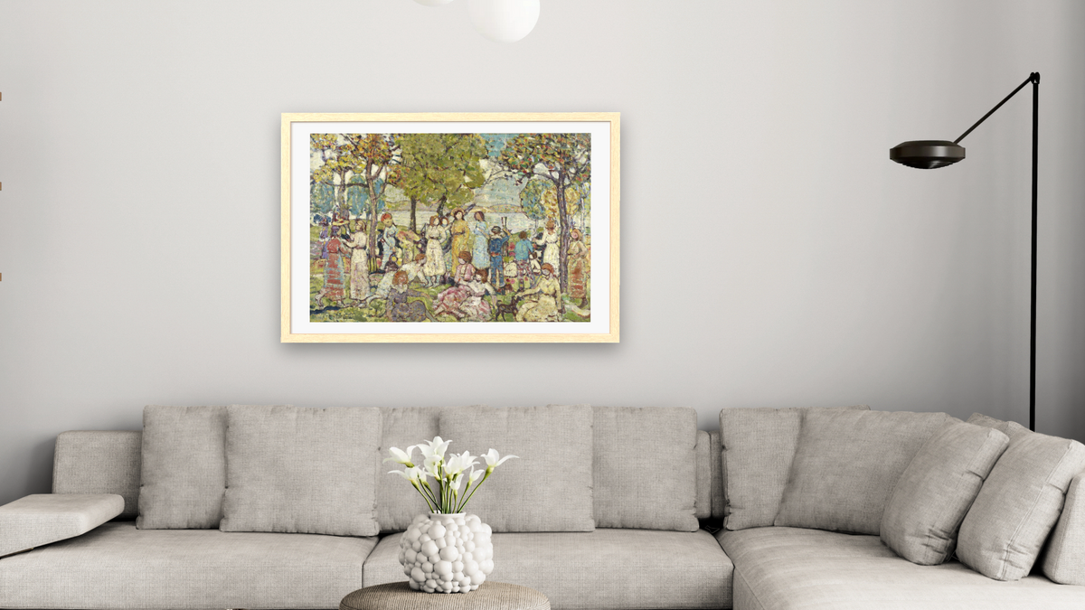 Holidays by Maurice Brazil Prendergast, shown at 28 × 42 in (71.1 × 106.7 cm) in Arber Natural, living