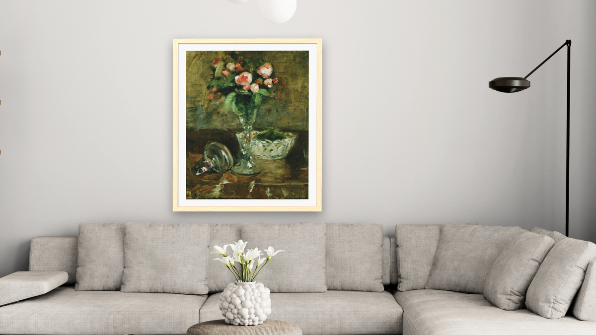 Roses by Berthe Morisot, shown at 32 × 40 in (81.3 × 101.6 cm) in Arber Natural, living