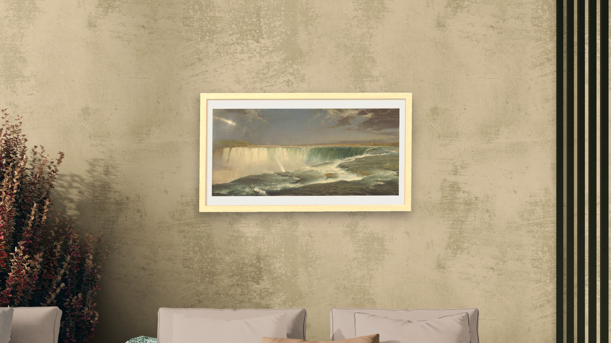 Niagara by Frederic Edwin Church, shown at 20 × 40 in (50.8 × 101.6 cm) in Arber Natural, living