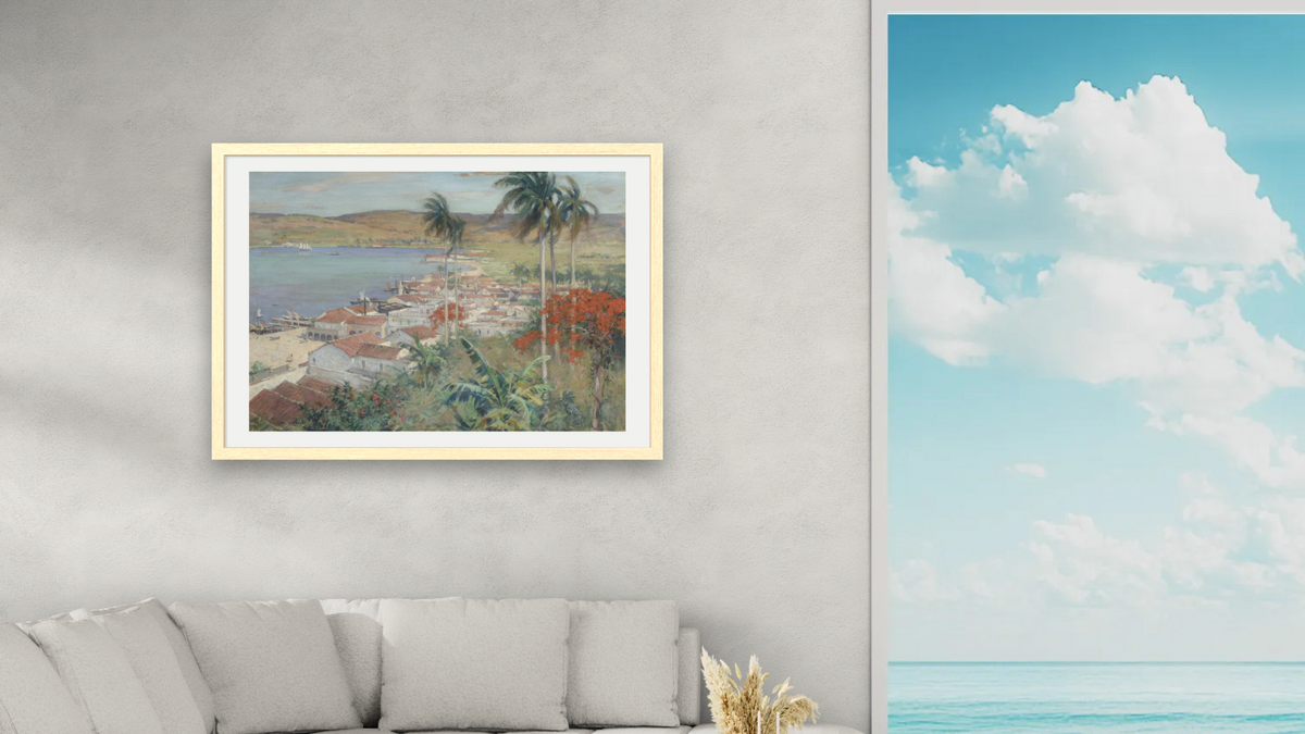 Havana Harbor by Willard LeRoy Metcalf, shown at 28 × 42 in (71.1 × 106.7 cm) in Arber Natural, living