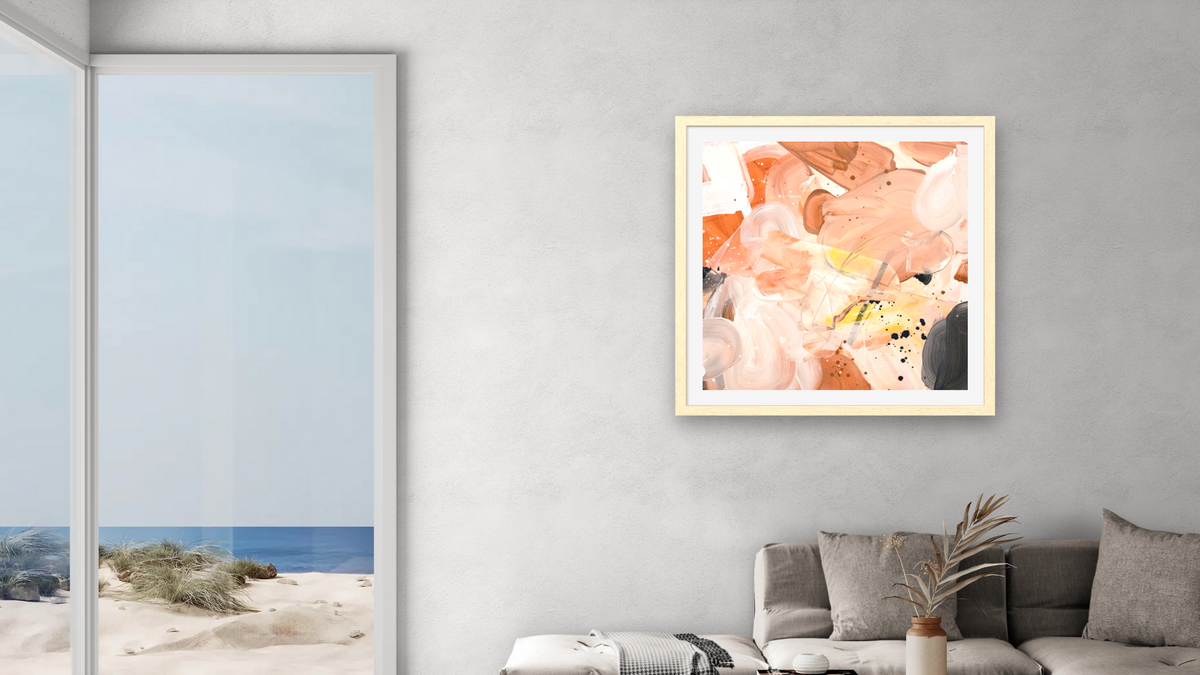 Snack 25 by Nino Yuniardi, shown at 32 × 32 in (81.3 × 81.3 cm) in Arber Natural, living