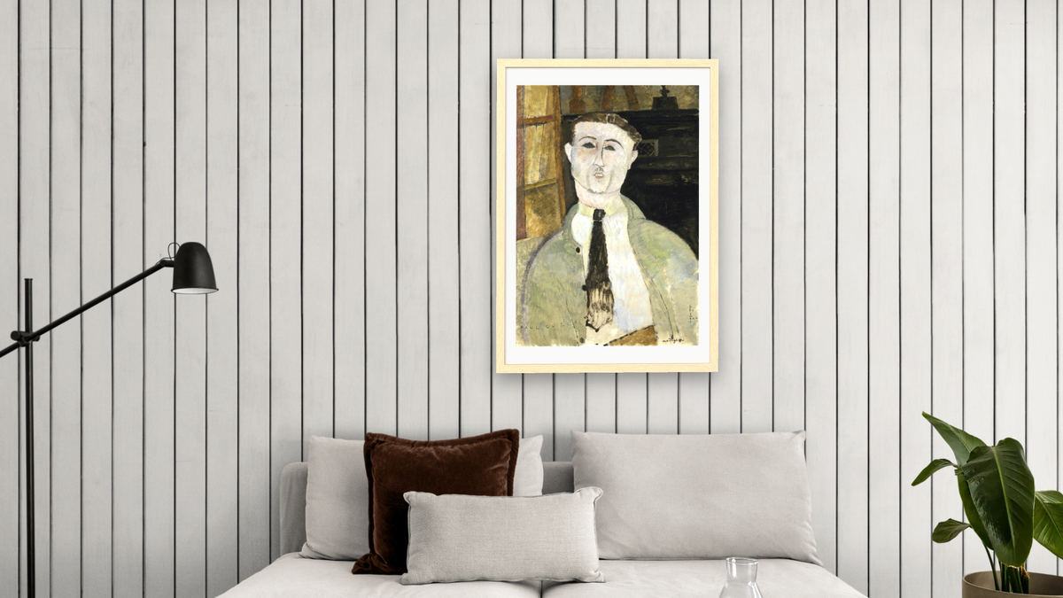 Paul Guillaume by Amedeo Modigliani, shown at 28 × 42 in (71.1 × 106.7 cm) in Arber Natural, living
