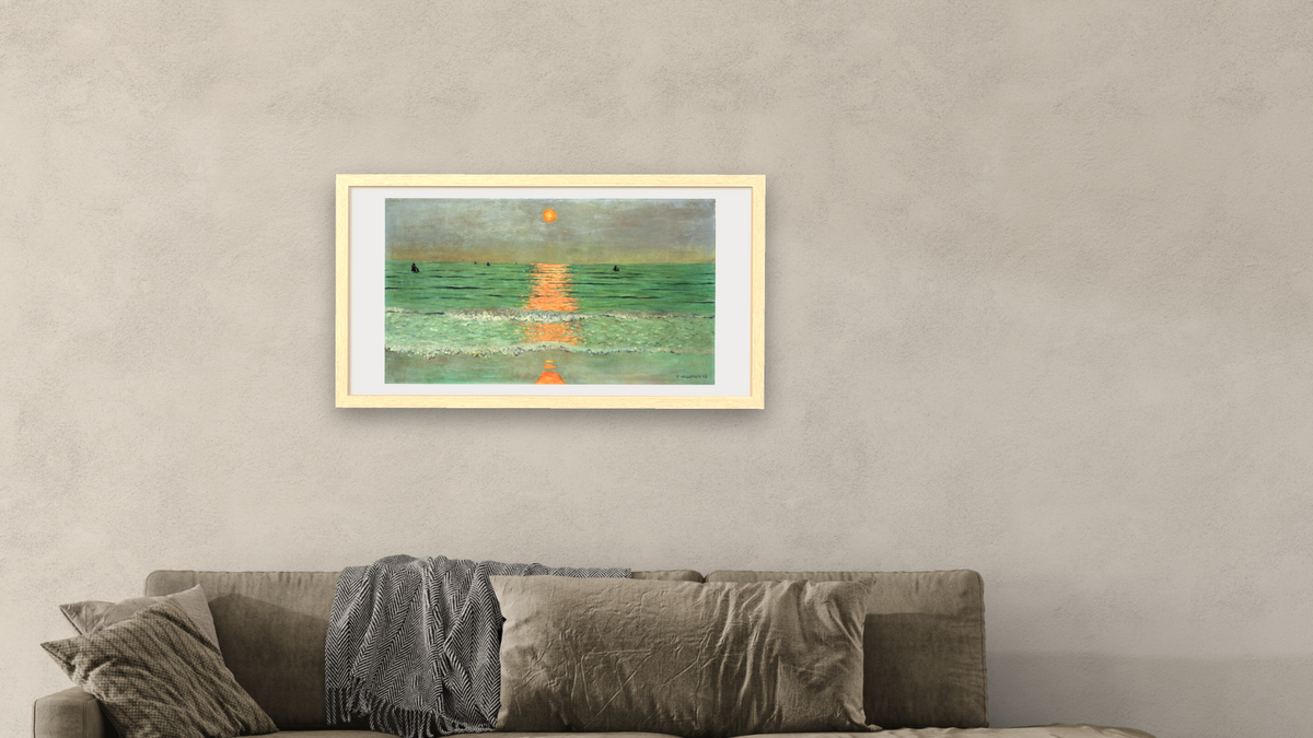 Sunset. Coucher De Soleil by Félix Vallotton, shown at 20 × 40 in (50.8 × 101.6 cm) in Arber Natural, living