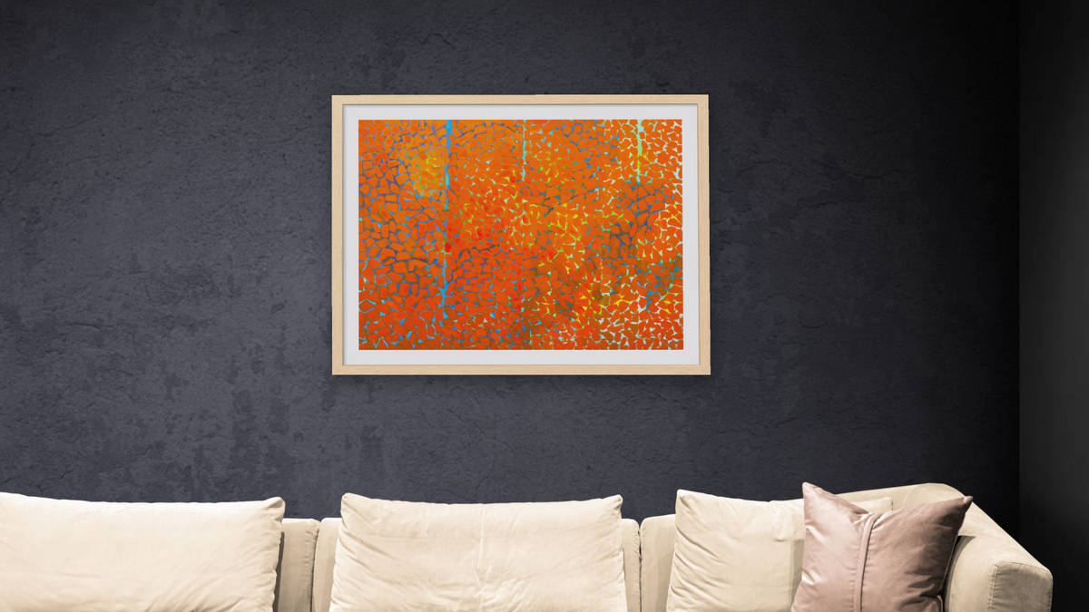 Autumn Leaves Fluttering in the Breeze by Alma Thomas, shown at 32 × 40 in (81.3 × 101.6 cm) in Arber Natural, living