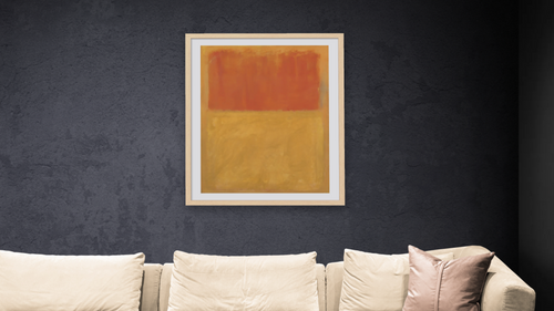 1980.12.23, 1980.12.23 by Mark Rothko, shown at 32 × 40 in (81.3 × 101.6 cm) in Arber Natural, living [arteriel-render:v6:room_a:32x40@48,38]