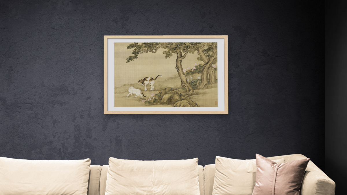 Album of Birds and Animals (Cats) by Shen Nanpin, shown at 28 × 42 in (71.1 × 106.7 cm) in Arber Natural, living