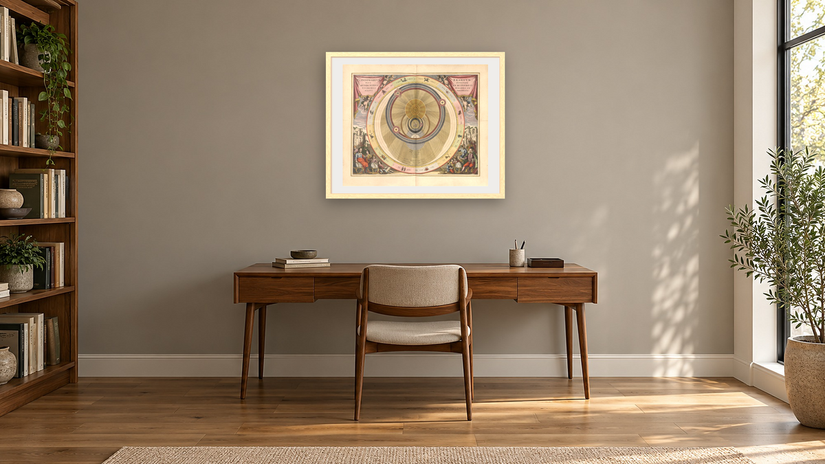 Plate 6 from Harmonia Macrocosmica by Andreas Cellarius, shown at 32 × 40 in (81.3 × 101.6 cm) in Arber Natural, library