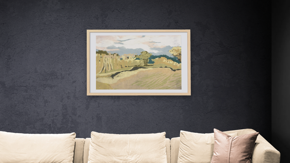 Cornwall Light by Dan Hobday, shown at 28 × 42 in (71.1 × 106.7 cm) in Arber Natural, living