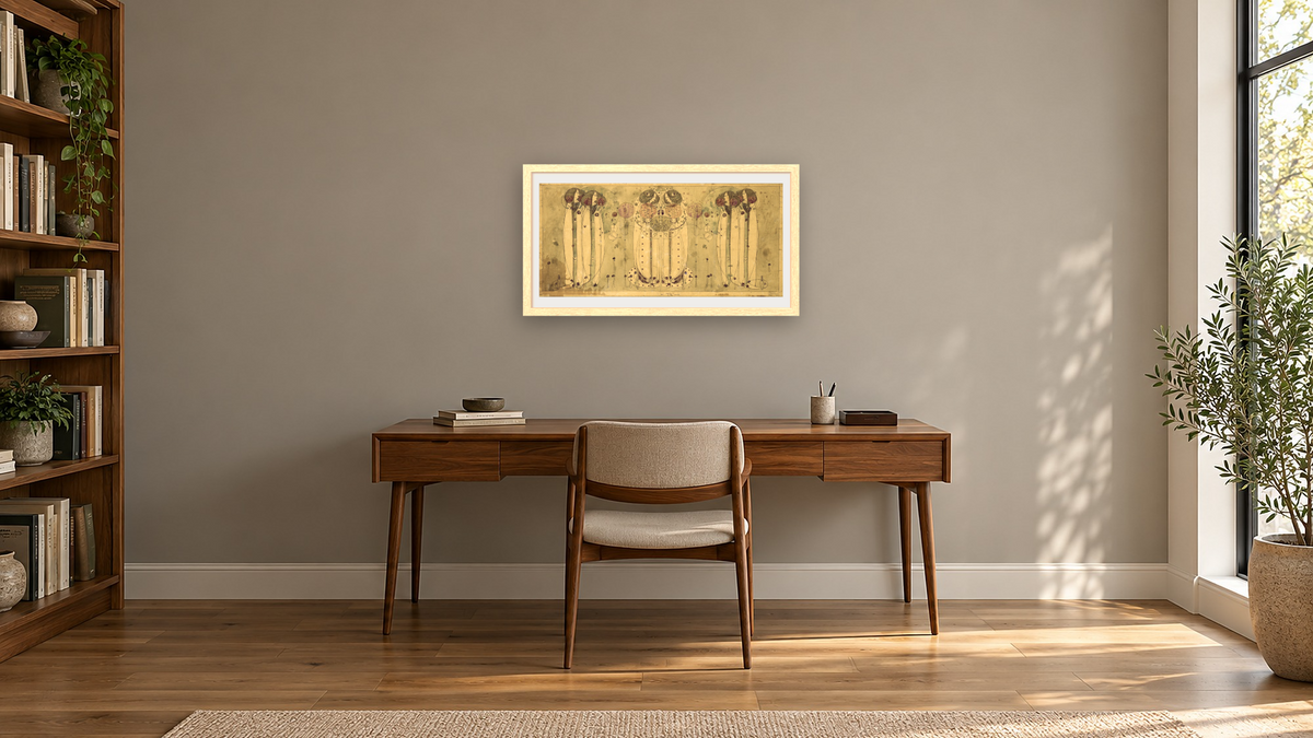 The Wassail by Charles Rennie Mackintosh, shown at 20 × 40 in (50.8 × 101.6 cm) in Arber Natural, library