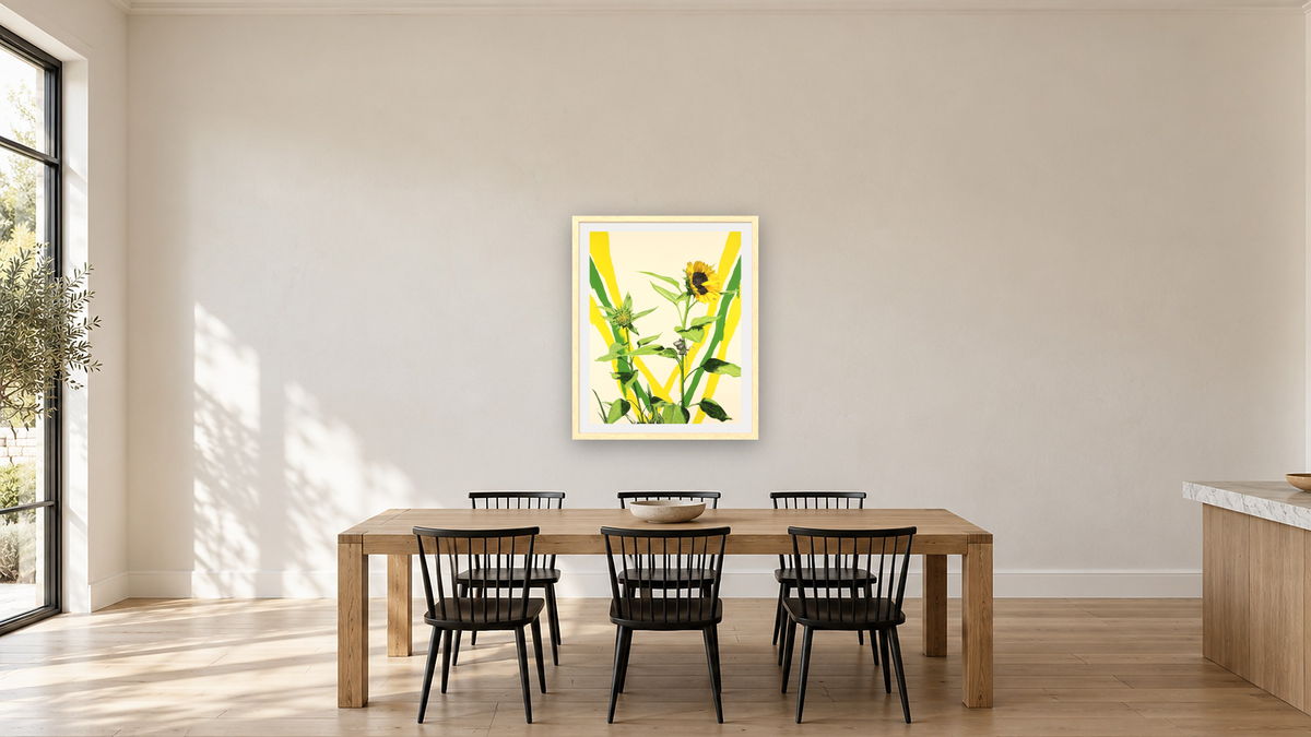 Sunflowers by Alexis Rockman, shown at 32 × 40 in (81.3 × 101.6 cm) in Arber Natural, kitchen