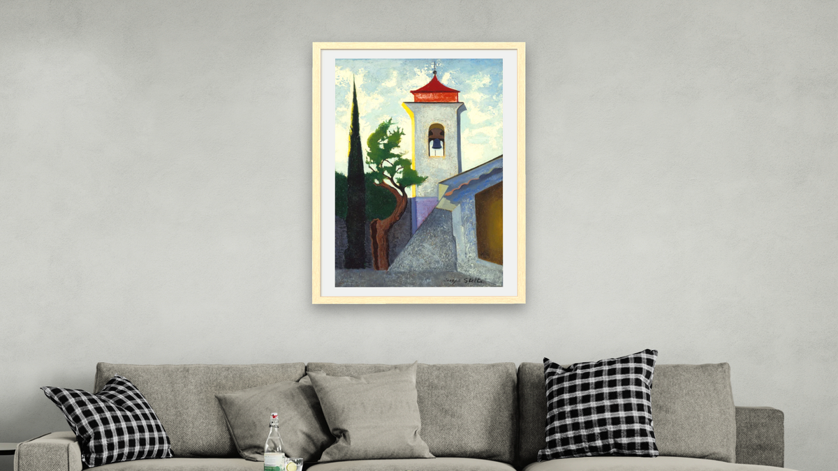 The Bell Tower by Joseph Stella, shown at 28 × 42 in (71.1 × 106.7 cm) in Arber Natural, living