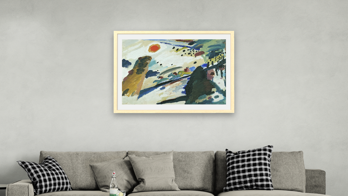 Romantic Landscape by Wassily Kandinsky, shown at 30 × 40 in (76.2 × 101.6 cm) in Arber Natural, living