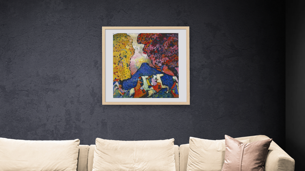 Blue Mountain (Der blaue Berg), shown at 32 × 32 in (81.3 × 81.3 cm) in Arber Natural, living