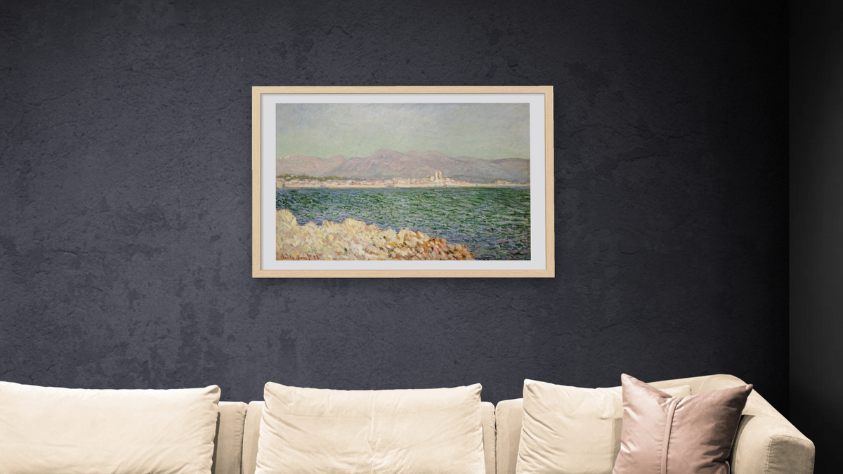 Golfe D'Antibes by Claude Monet, shown at 28 × 42 in (71.1 × 106.7 cm) in Arber Natural, living