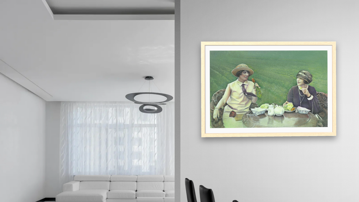 Carrot Ladies by Kirsten Söderlind, shown at 28 × 42 in (71.1 × 106.7 cm) in Arber Natural, dining