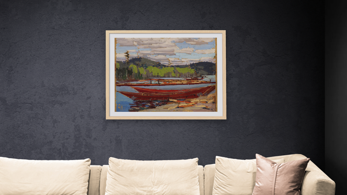Bateaux by Tom Thomson, shown at 32 × 40 in (81.3 × 101.6 cm) in Arber Natural, living