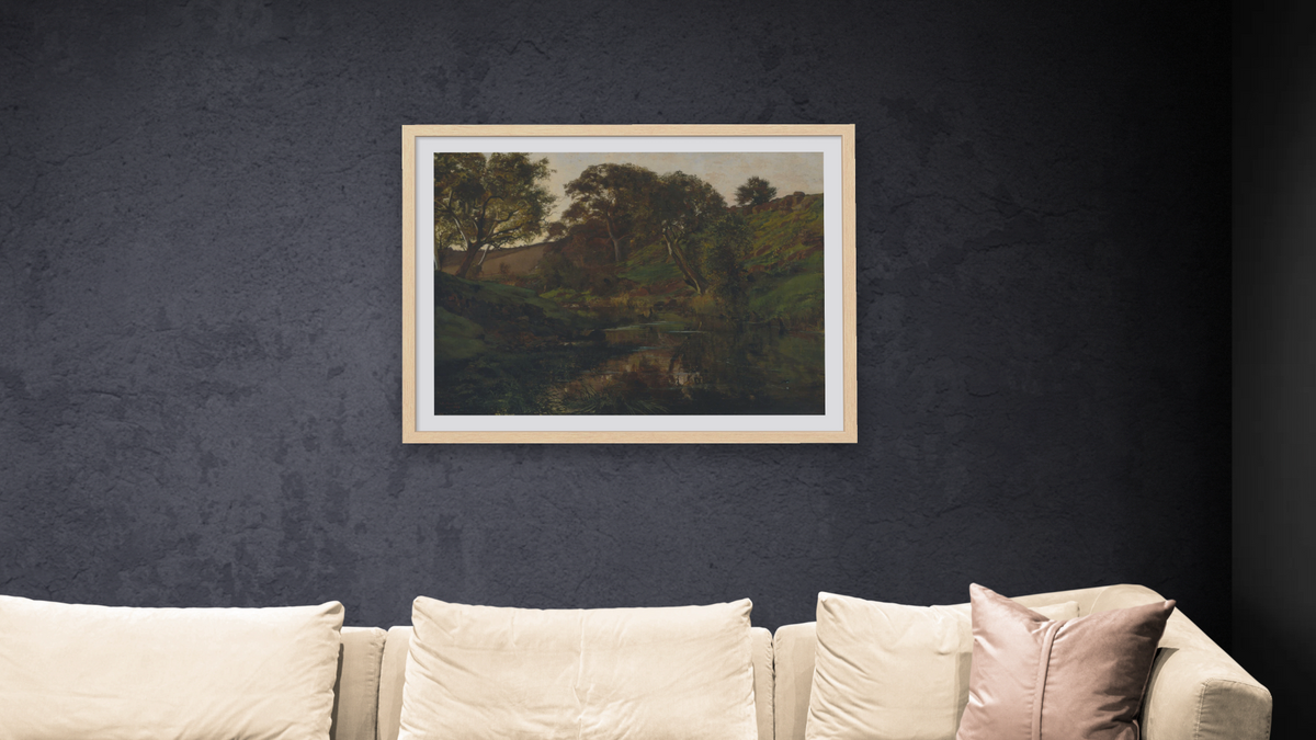 Evening, Merri Creek by Julian Ashton, shown at 30 × 40 in (76.2 × 101.6 cm) in Arber Natural, living