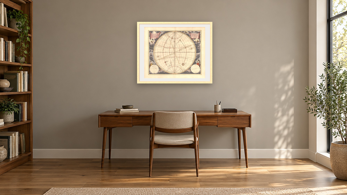 Plate 12 from Harmonia Macrocosmica by Andreas Cellarius, shown at 32 × 40 in (81.3 × 101.6 cm) in Arber Natural, library