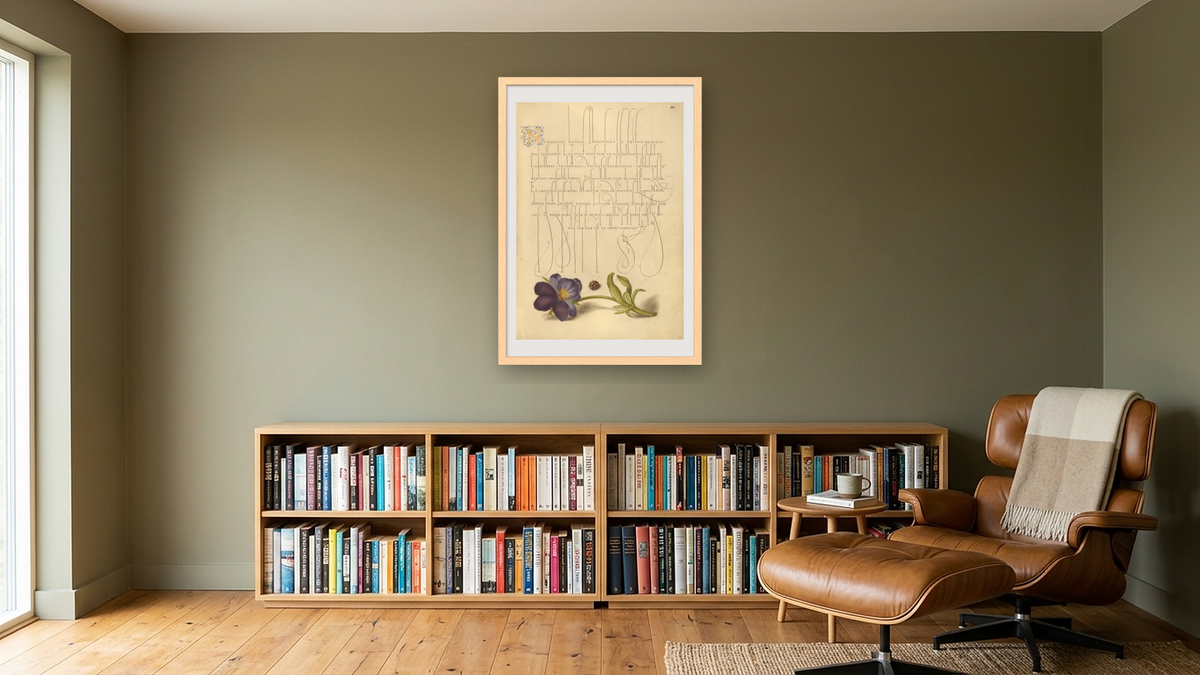 Ladybird and European Wild Pansy by Joris Hoefnagel and Georg Bocskay, shown at 28 × 42 in (71.1 × 106.7 cm) in Arber Natural, library