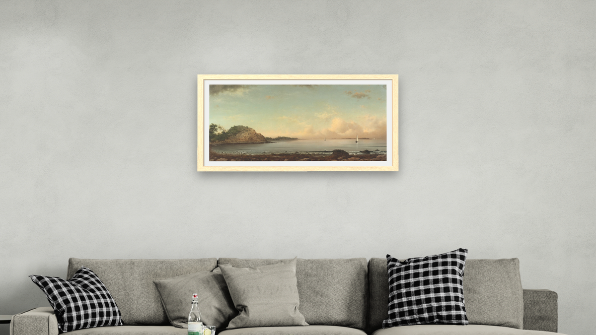 Singing Beach, Manchester by Martin Johnson Heade, shown at 20 × 40 in (50.8 × 101.6 cm) in Arber Natural, living