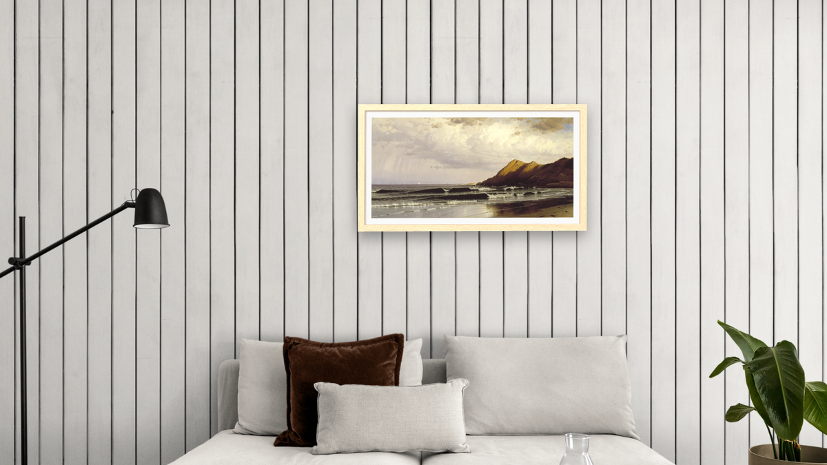 Time and Tide by Alfred Thompson Bricher, shown at 20 × 40 in (50.8 × 101.6 cm) in Arber Natural, living