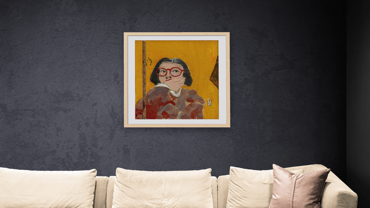 Cuppa Series: Kendra by Dobee Snowber, shown at 32 × 32 in (81.3 × 81.3 cm) in Arber Natural, living