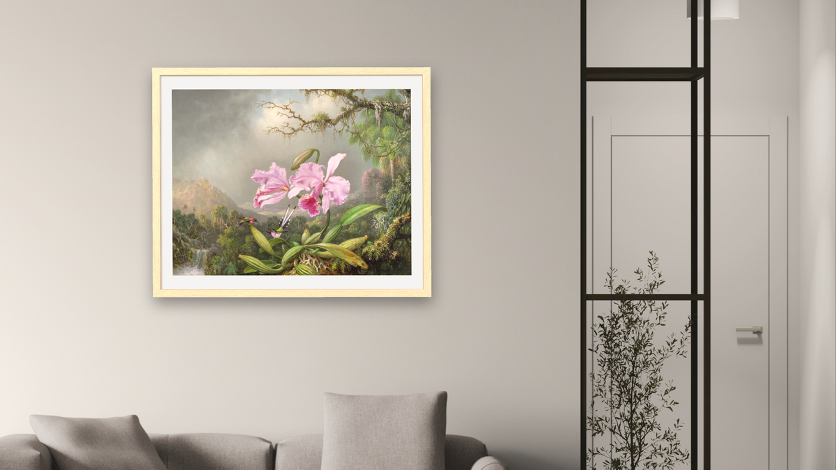 Study of an Orchid by Martin Johnson Heade, shown at 32 × 40 in (81.3 × 101.6 cm) in Arber Natural, living