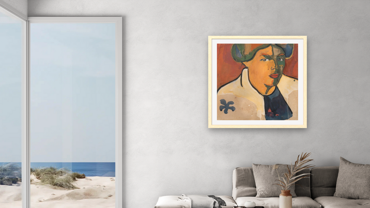 Portrait by Kazimir Malevich, shown at 32 × 32 in (81.3 × 81.3 cm) in Arber Natural, living