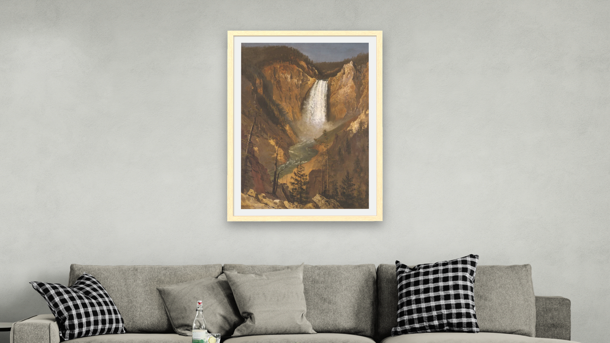 Lower Falls of the Yellowstone by Albert Bierstadt, shown at 28 × 42 in (71.1 × 106.7 cm) in Arber Natural, living