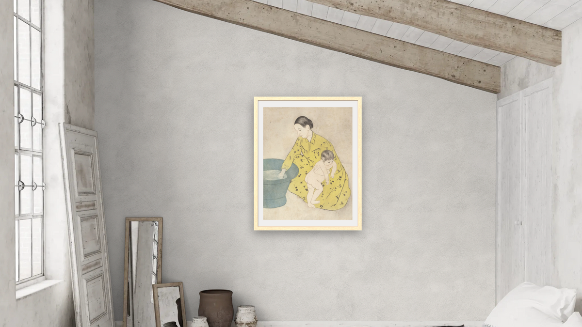 The Bath by Mary Cassatt, shown at 30 × 40 in (76.2 × 101.6 cm) in Arber Natural, bedroom