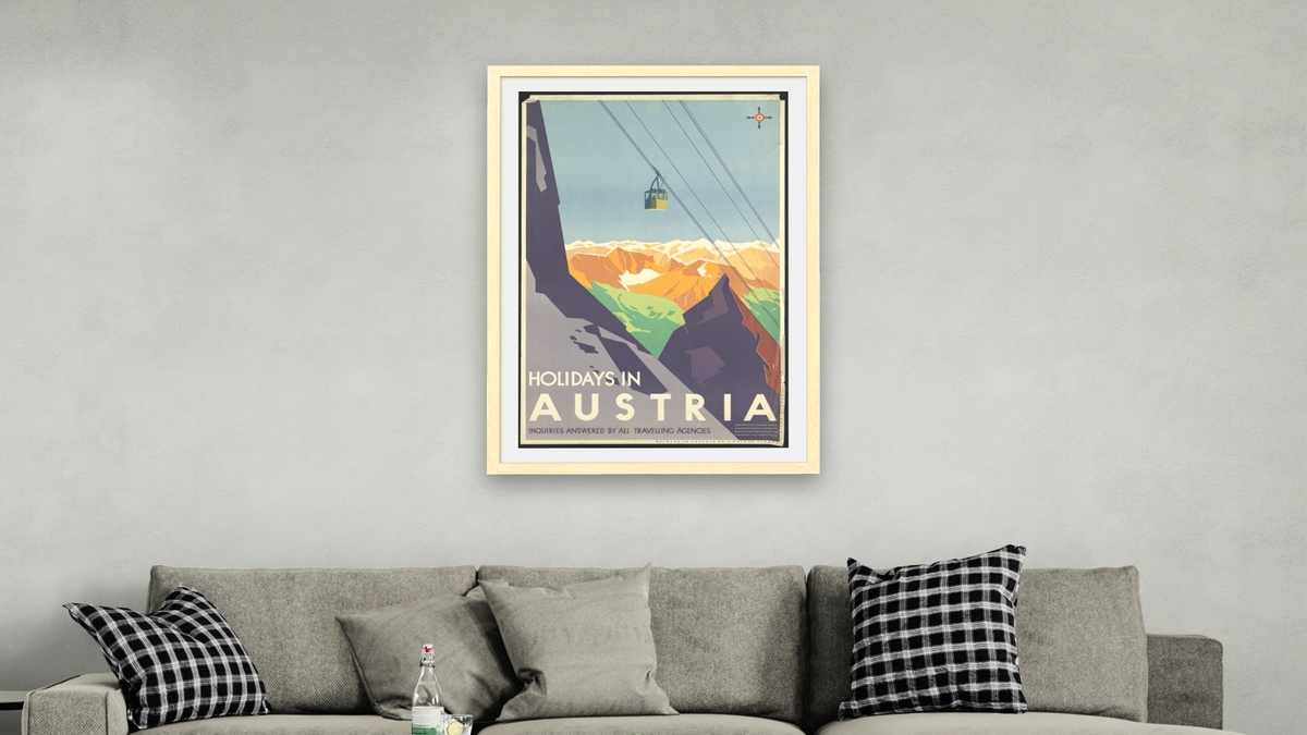 BPL Travel Posters, shown at 28 × 42 in (71.1 × 106.7 cm) in Arber Natural, living