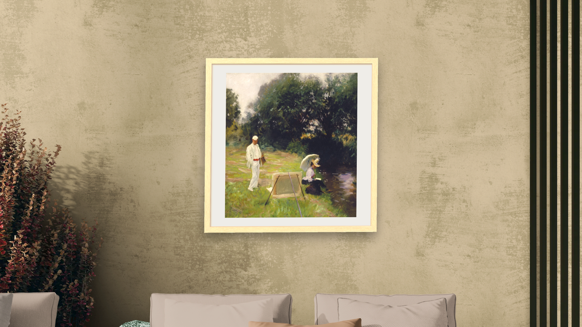 Dennis Miller Bunker Painting at Calcot by John Singer Sargent, shown at 32 × 32 in (81.3 × 81.3 cm) in Arber Natural, living