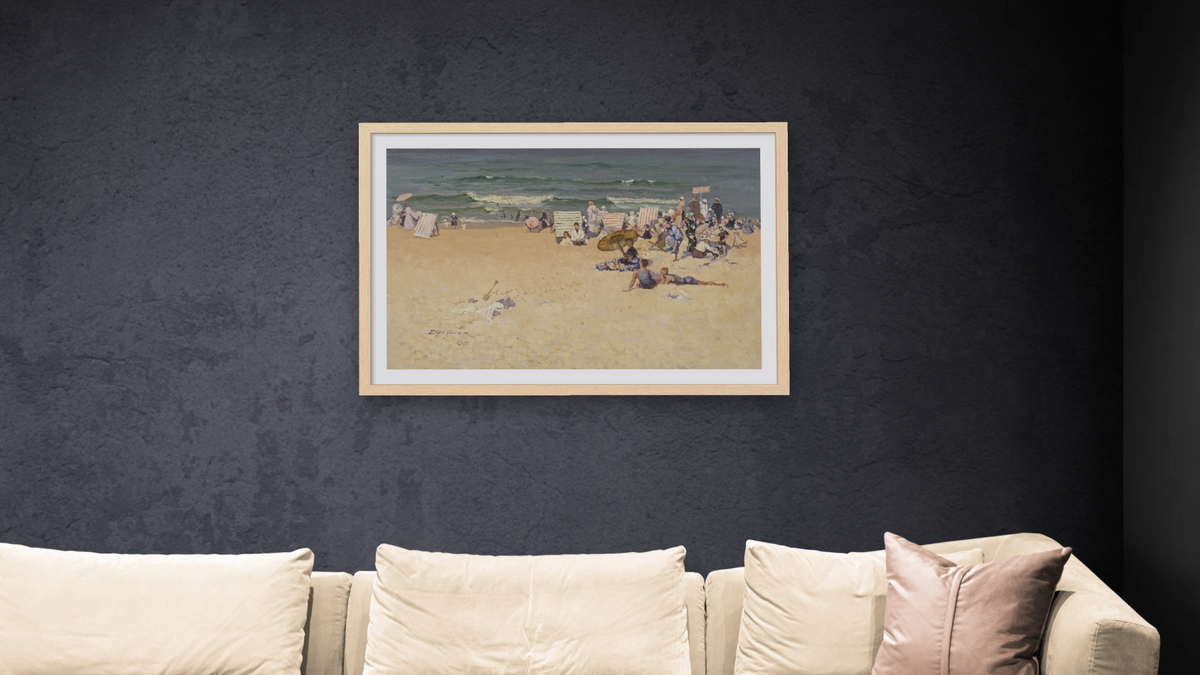 The Beach, shown at 28 × 42 in (71.1 × 106.7 cm) in Arber Natural, living