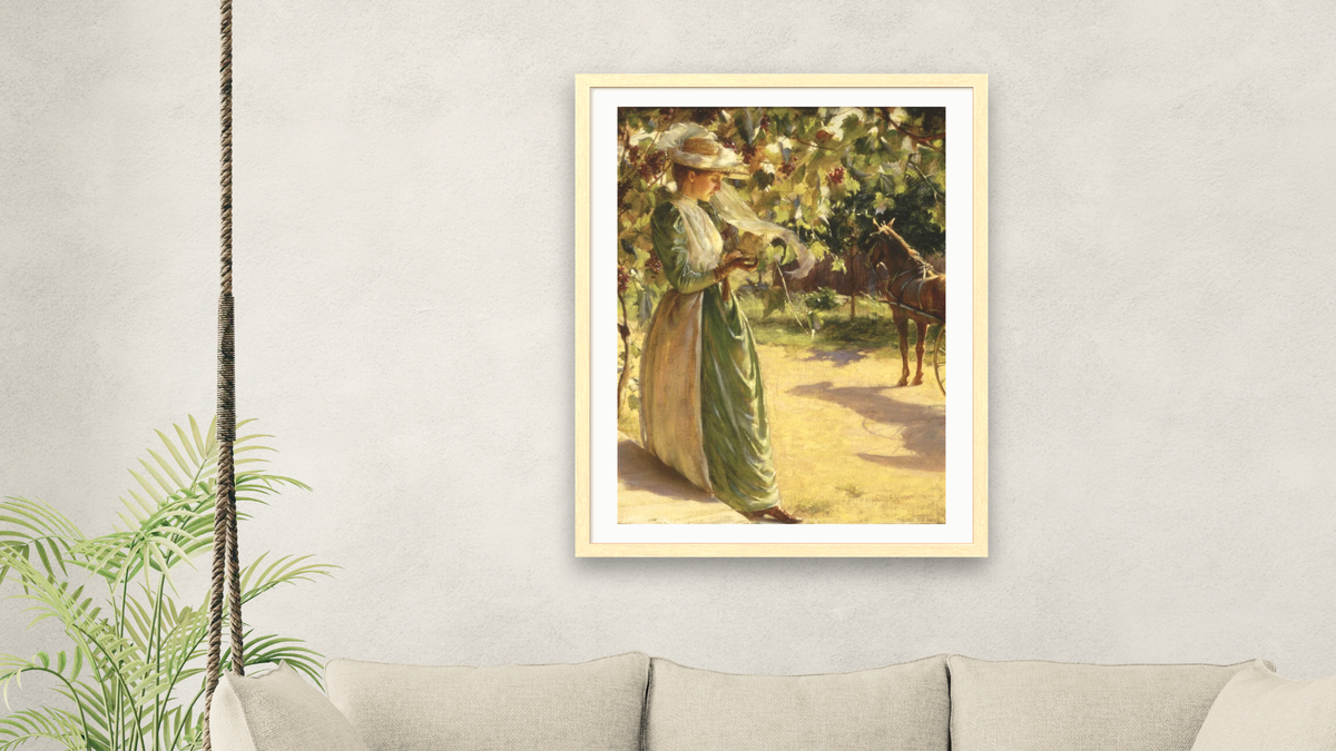 Woman with Horse and Carriage (Going for a Drive) by Charles Courtney Curran, shown at 30 × 40 in (76.2 × 101.6 cm) in Arber Natural, living