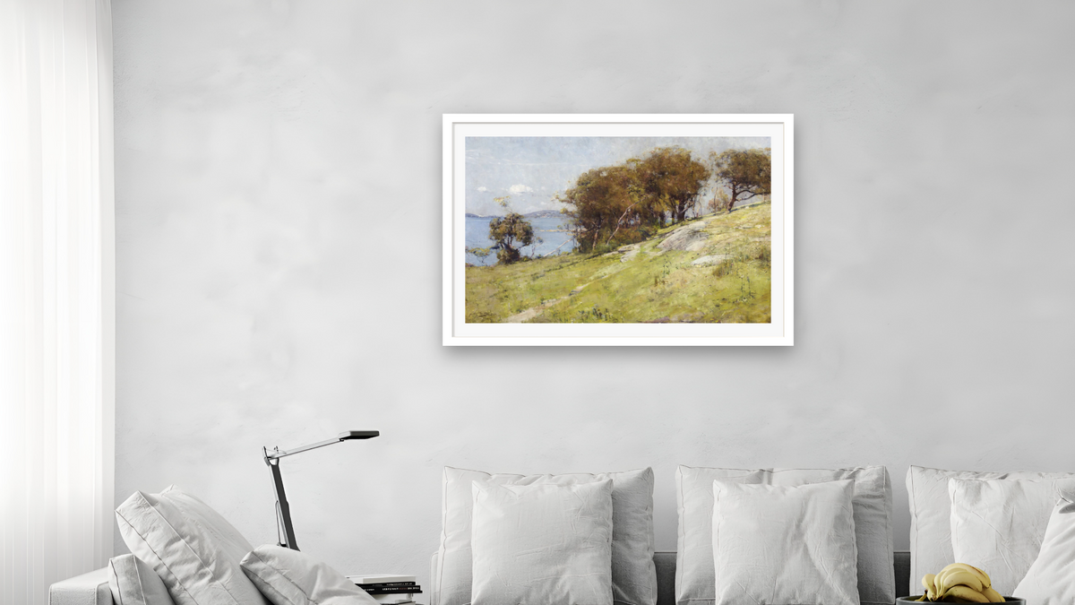 Cremorne pastoral by Arthur Streeton, shown at 28 × 42 in (71.1 × 106.7 cm) in Arber Natural, living