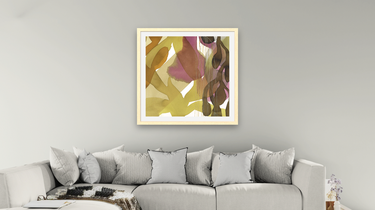 Underwater Reverie 4 by Jenny Phillips, shown at 32 × 32 in (81.3 × 81.3 cm) in Arber Natural, living
