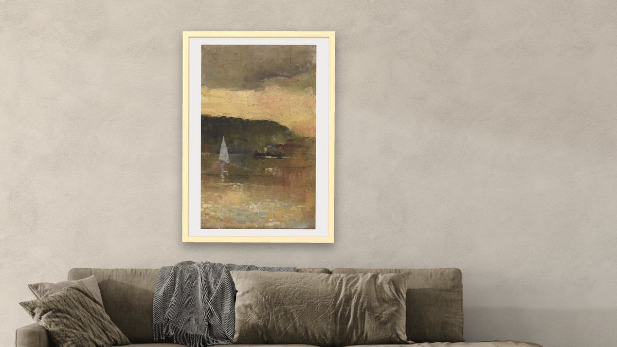 Sunset, Sydney Harbour by Charles Conder, shown at 28 × 42 in (71.1 × 106.7 cm) in Arber Natural, living