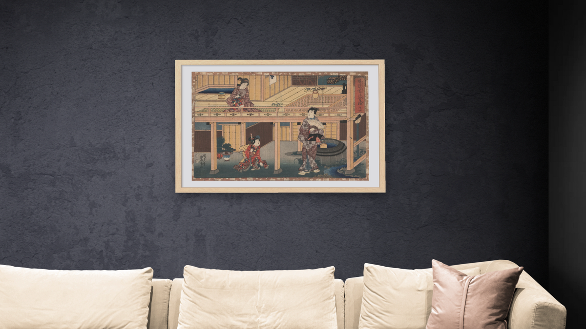 Number 14 by Utagawa Toyokuni, shown at 28 × 42 in (71.1 × 106.7 cm) in Arber Natural, living