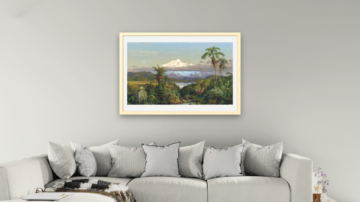 Cayambe by Frederic Edwin Church, shown at 28 × 42 in (71.1 × 106.7 cm) in Arber Natural, living