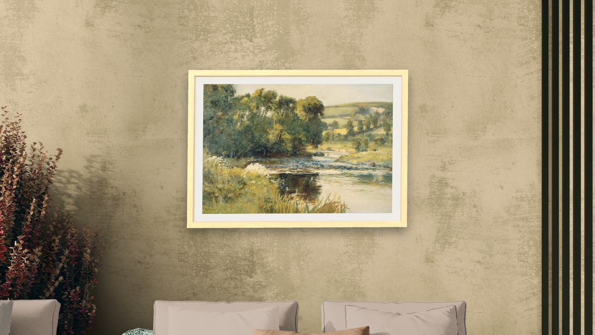 Streamside by Edward Mitchell Bannister, shown at 28 × 42 in (71.1 × 106.7 cm) in Arber Natural, living