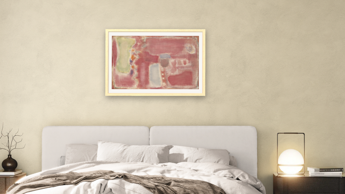 Untitled by Mark Rothko, shown at 28 × 42 in (71.1 × 106.7 cm) in Arber Natural, bedroom