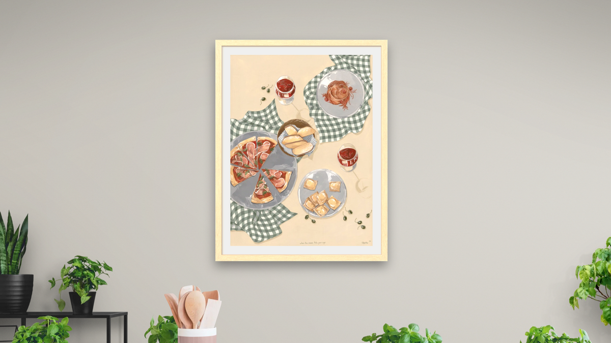 When the Moon Hits Your Eye by Catherine Gerke, shown at 30 × 40 in (76.2 × 101.6 cm) in Arber Natural, dining