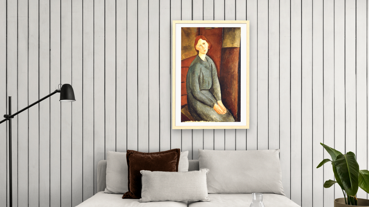 Portrait of Annie Bjarne by Amedeo Modigliani, shown at 28 × 42 in (71.1 × 106.7 cm) in Arber Natural, living