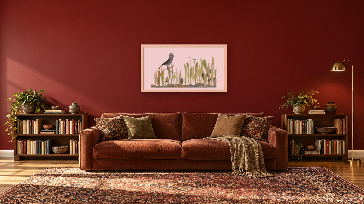 Inch by Inch XV by Leo Lionni, shown at 20 × 40 in (50.8 × 101.6 cm) in Arber Natural, library