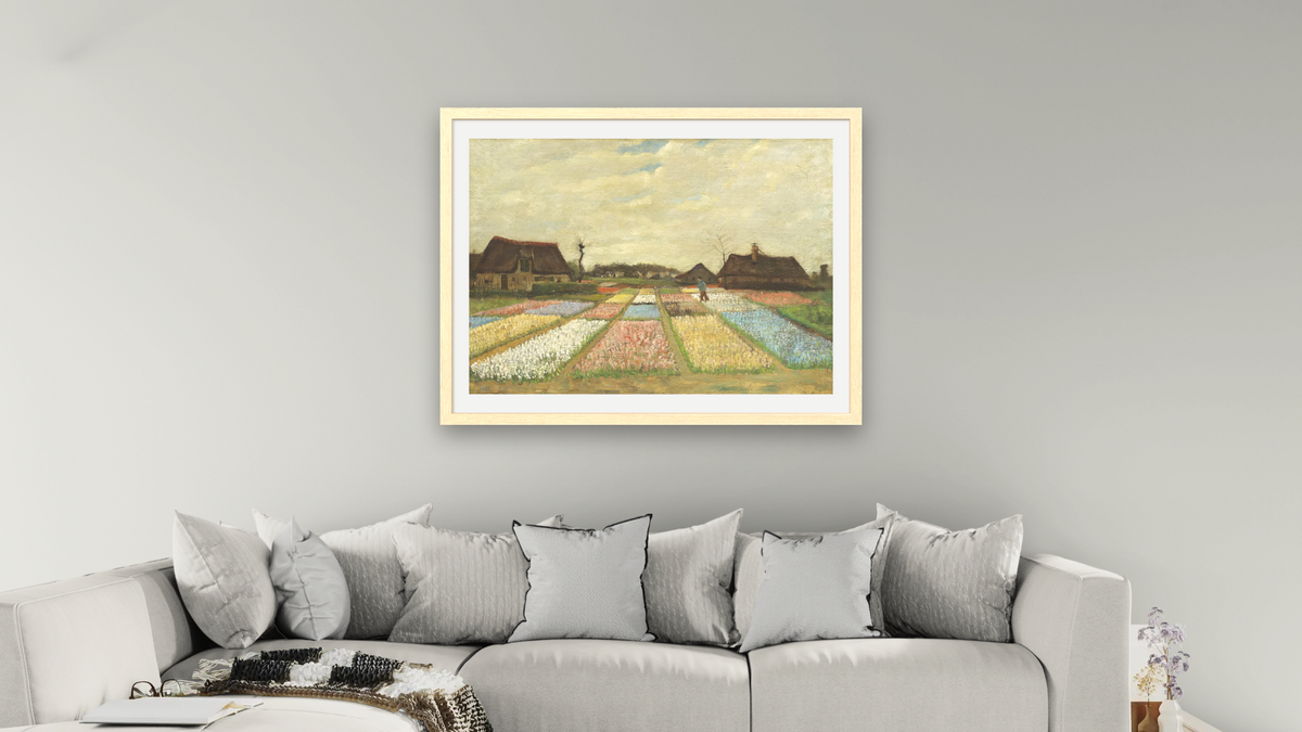 Flower Beds in Holland by Vincent van Gogh, shown at 30 × 40 in (76.2 × 101.6 cm) in Arber Natural, living