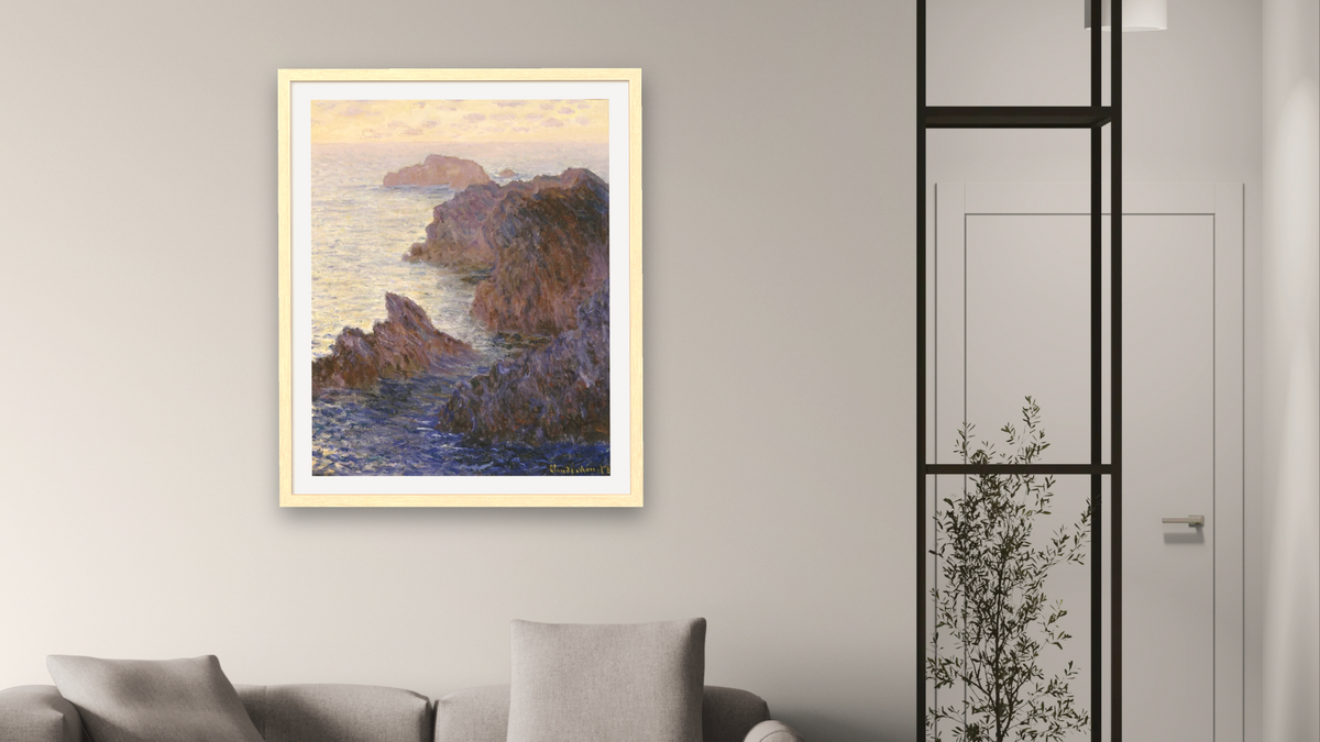 Rocky Point at Port-Goulphar by Claude Monet, shown at 32 × 40 in (81.3 × 101.6 cm) in Arber Natural, living