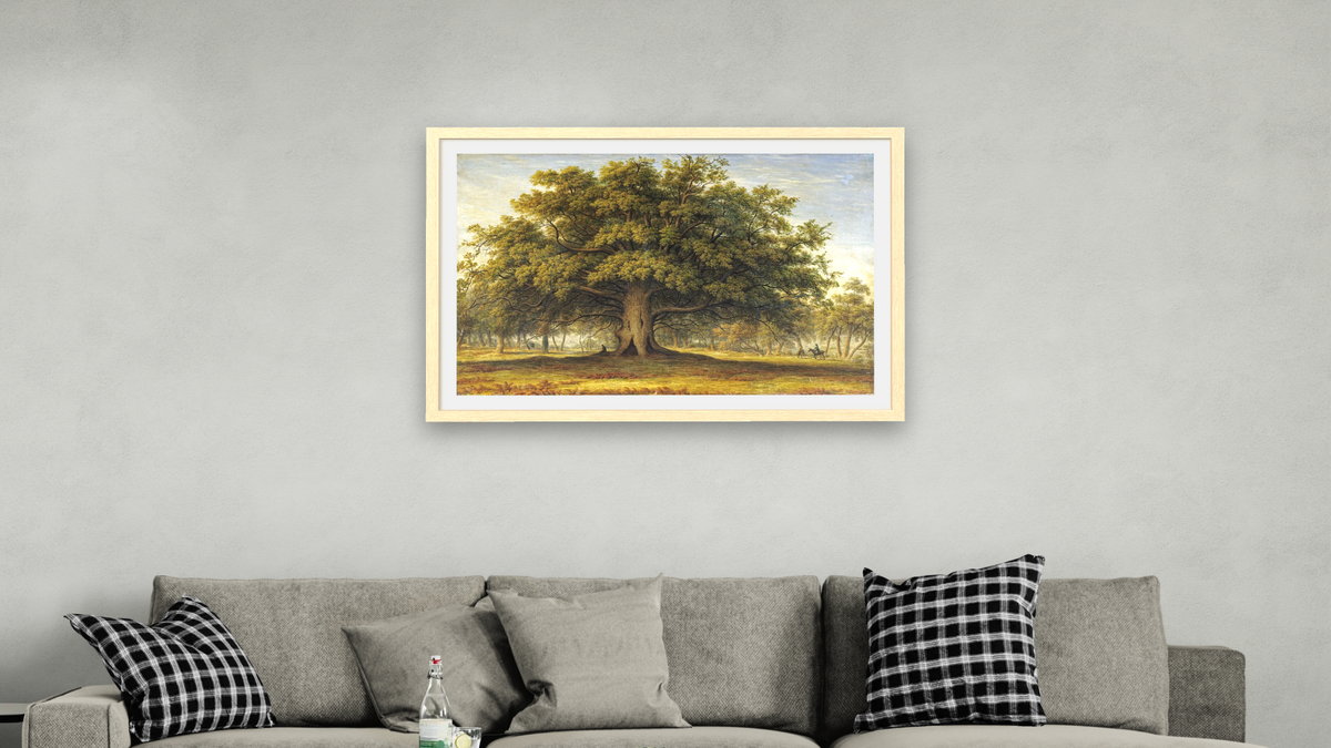 The Beggars Oak by John Glover, shown at 28 × 42 in (71.1 × 106.7 cm) in Arber Natural, living