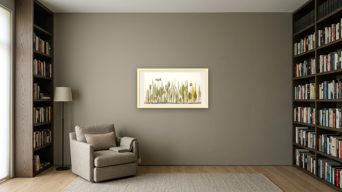 Inch by Inch IX by Leo Lionni, shown at 20 × 40 in (50.8 × 101.6 cm) in Arber Natural, library