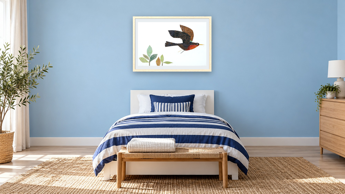 Inch by Inch IV by Leo Lionni, shown at 28 × 42 in (71.1 × 106.7 cm) in Arber Natural, kids' room