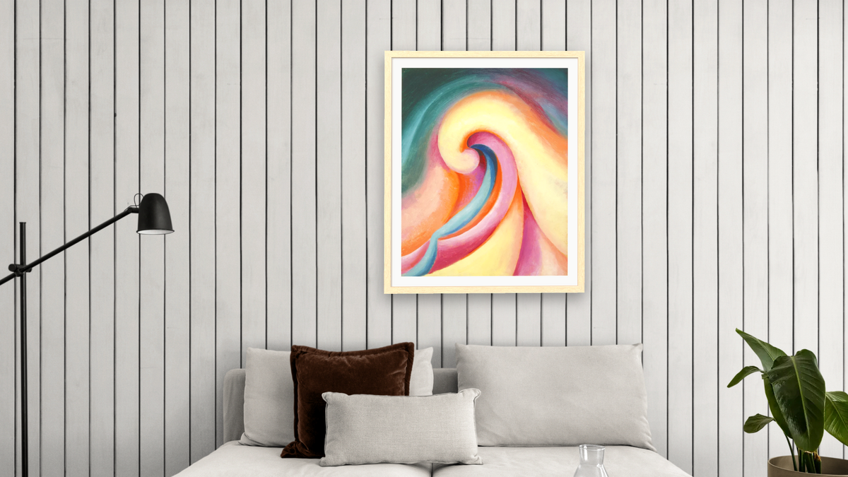 Series I—No. 3 by Georgia O'Keeffe, shown at 32 × 40 in (81.3 × 101.6 cm) in Arber Natural, living